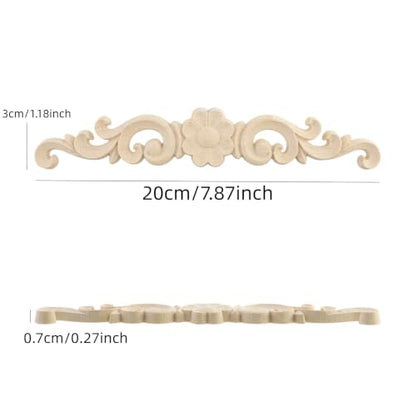 Wood Carved Onlays Appliques (Style4,4 pcs) - style: Style4,4 pcs