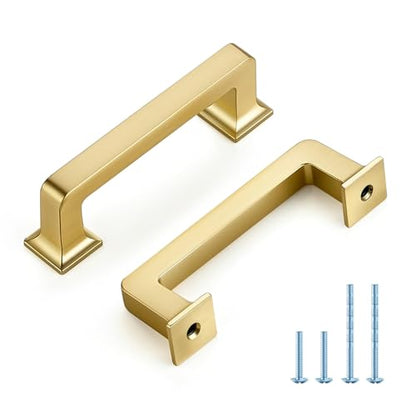 HOME EDIT Brushed Gold Cabinet Handles Zinc Pulls 3 Inch 10 Pack - color: Brushed Gold, size: 3 inches Hole Center