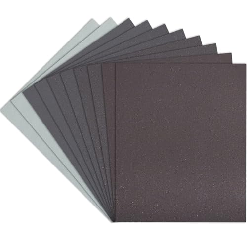 Premium Sandpaper Assortment 9" x 11" - 10 Pcs (with 2 Each of 600, 800, 1000, 2000, 3000 Grits) Silicon Carbide Wet Dry Sand Paper Sheets - Sanding Automotive, Woodworking Furniture, Metal Finishing - style: Sandpaper Assorted Grit(600, 800, 1000, 2000,