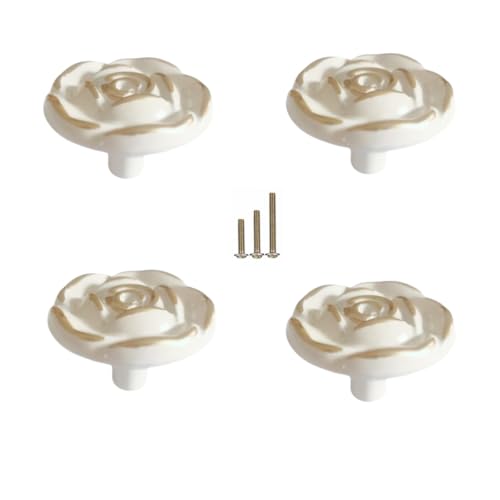 Antique Rose Flower Cabinet Knobs, Euro Rose Cabinet Knobs Drawer Pull Handles 4Pcs,Screws 3 Sizes: 22mm /25mm /30mm Each 4Pcs