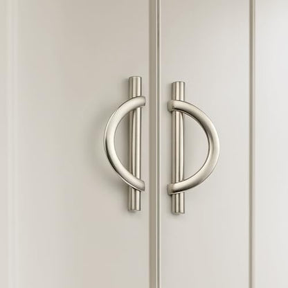 HOME EDIT Brushed Nickel Cabinet Pulls Curved, 3-3/4 Inch/96 mm, 10 Pack - color: Brushed Nickel, size: 3-3/4 Inch Hole Center