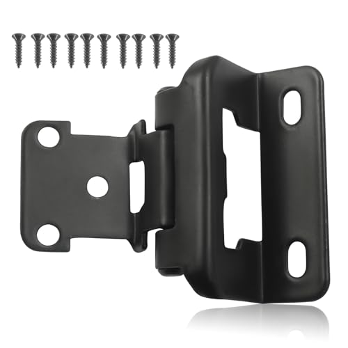 4 Pack 1/2 in Overlay Cabinet Hinge, Black - color: Black