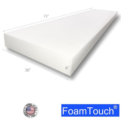 FoamTouch 6" x 36" x 72" Upholstery Foam, White - size: 6" x 36" x 72"