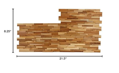 Bare Decor EZ-Wall 3D Mosaic Tile in Solid Teak Wood, Set of 10 Natural Finish Tiles - size: 10 sq ft