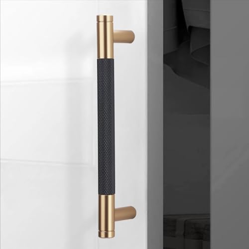 10 Pack 5 Inch Black and Champagne Bronze Kitchen Cabinet Handles - color: Black And Champagne Bronze, size: 5'' Hole Center(128mm)