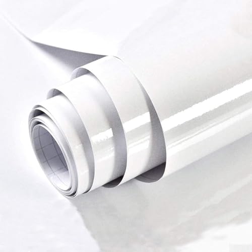 White Contact Paper Glossy Shiny Peel and Stick Wallpaper for Countertops - color: White, size: 35.4" x 118"
