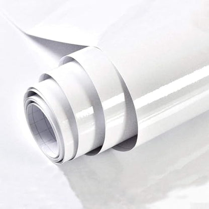 White Contact Paper Glossy Shiny Peel and Stick Wallpaper for Countertops - color: White, size: 35.4" x 118"