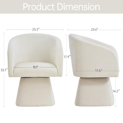 VKNOW Upholstered Swivel Dining Chairs Set of 4 with Barrel Back and Arm - color: Beige