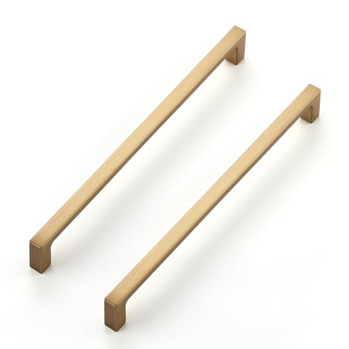 Ravinte Champagne Bronze Kitchen Square Cabinet Handles 8 Inch 10 Pack - size: 8 Inch Hole Center