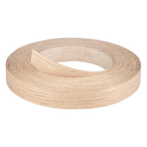 Red Oak Edge Banding 3/4 Inch x 50 FT Roll, 8 FT+ Continuous Lengths for Seamless Finish - Pre-Glued Iron-On Real Wood Veneer with Sanded Smooth Surface for Plywood, Cabinets & DIY Projects - color: Red Oak, size: 3/4 in x 50 ft