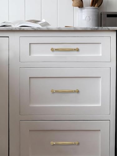 2 Pack 3-1/2 Inch Hole Center Brushed Brass Cabinet pulls Solid Satin Brass Heavy Duty Cabinet Pull Cabinet Handles Kitchen Cabinet Hardware Vanity Handles Bathroom Cabinet pulls - color: Brushed Brass, size: 3-1/2 Inch(89mm)hole center