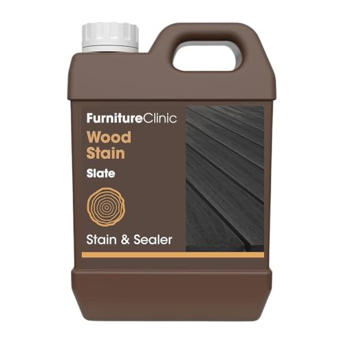 Furniture Clinic Wood Stain | Water Based | Fast Drying, Low Odor, & Non-Toxic | Multiple Finishes | for Indoor & Outdoor Furniture and More | Warm Graphite (85 Fl Oz / 2500ml) - color: Slate, size: 2500ml / 85 Fl Oz
