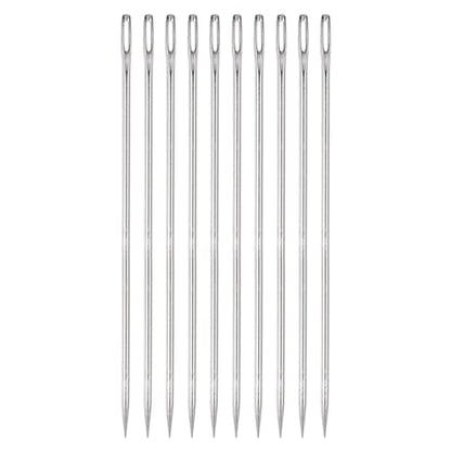 HARFINGTON 10pcs 6 Inch Upholstery Needles Large Eye Stitching Needles Stainless Steel Straight Hand Sewing Needles for Home Hand Sewing Leather Tapestry Embroidery Tufting Webbing Carpet - size: 6 Inch