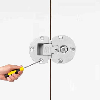 2Pcs 90 Degree Adjustable Page Turning Axis Concealed Cabinet Door Hinge, Zinc Alloy Drop Down Flush Hinge for Folding Desk, Table, Drawer, Wardrobe, or Cupboard, Easy Install