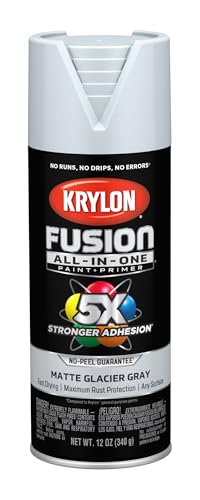 Krylon Fusion All-In-One, Matte, Glacier Gray, 12 oz - color: Glacier Gray, size: 12 Ounce (Pack of 1), style: Matte