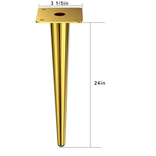 Osring 24 Inch Furniture Table Legs Straight, Gold Metal Coffee Table Feet - size: 24 Inch