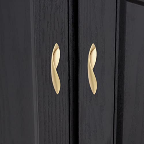 4Pcs Arcuate Pulls Handle Knob,5" C-C Large Modern Elegant Curved Handle Cabinet Pulls,Create a Spatial Aesthetic,S-Shaped Solid Zinc Alloy Drawer Pull (4 Pack, Pearl Gold, 5.0" Hole Centers) - color: Pearl Gold, size: 5.0" Hole Centers