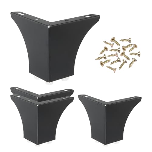 PATIKIL Metal Furniture Legs 3.94 Inch, 4 Pack Triangle Furniture Feet DIY Replacement Legs Modern Style for Cabinet Cupboard Table Couch Sofa Dresser, Black - color: Black, size: 3.94 Inch