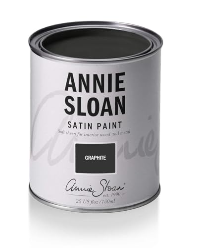 Annie Sloan Satin Paint (Graphite, 25 Fl Oz/750 mL). Soft sheen for interior wood and metal. Self-leveling, all-in-one paint with no wax or lacquer required. - color: Graphite