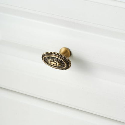 2 Pack Solid Brass Cabinet Knobs, Oval Drawer Knobs, Antique Brass Cabinet Knobs for Kitchen, Bathroom, and Furniture - size: Knob-I