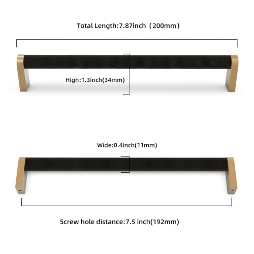 10 Pack Matte Black and Champagne Bronze Cabinet Pulls knurled 7-1/2 Inch Hole Centers Kitchen Cabinet Handles Drawer Pulls Cabinet Hardware - color: Black and Champagne, size: 7-1/2'' Hole Center(192mm)