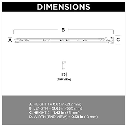 Franklin Brass Self-Closing 22' Drawer Slides Bottom Mount, 5-Pairs (10-Pieces) Cabinet, 50lb Capacity White Drawer Hardware D68822K-W-B - size: 22 Inch