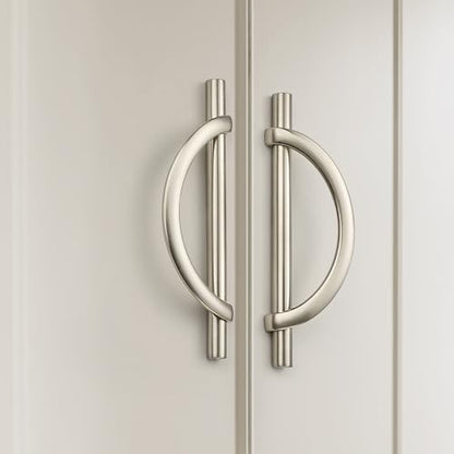 HOME EDIT Brushed Nickel Cabinet Pulls Curved, 5 Inch/128 mm, 10 Pack - color: Brushed Nickel, size: 5 Inch Hole Center