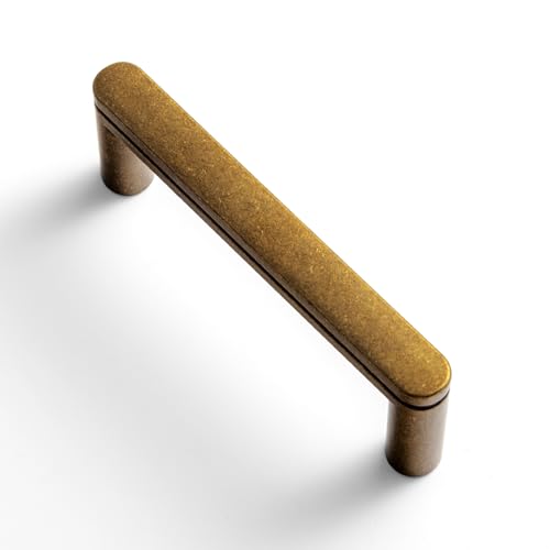 Goo-Ki 6 Pack 3 Inch Antique Brass Cabinet Pull Handle – Decorative Grooved Texture & Non-Slip Grip for Farmhouse/Industrial Cabinetry - color: Antique Brass, size: 3" Center to Center