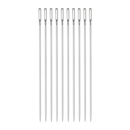 HARFINGTON 10pcs 3.94 Inch Upholstery Needles Large Eye Stitching Needles Stainless Steel Straight Hand Sewing Needles for Home Hand Sewing Leather Tapestry Embroidery Tufting Webbing Carpet - size: 3.94 Inch