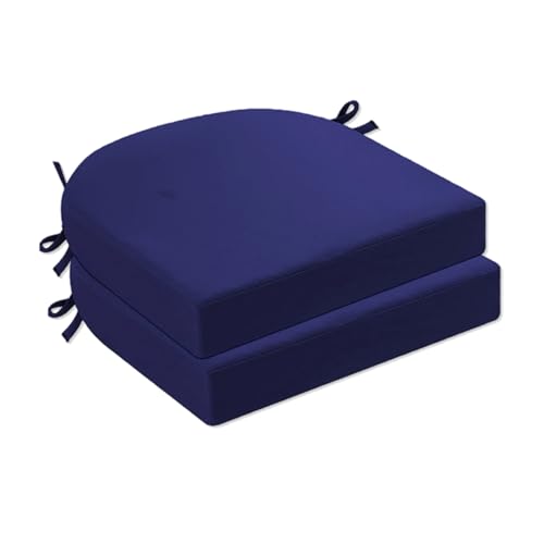 Outdoor Chair Cushions Set of 2 Waterproof Patio Chair Pads - color: Navy Blue, size: 17x16x3 Inch