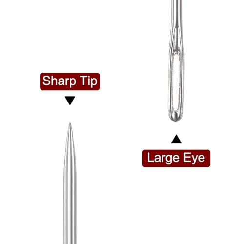 HARFINGTON 10pcs 4.9 Inch Upholstery Needles Large Eye Stitching Needles Stainless Steel Straight Hand Sewing Needles for Home Hand Sewing Leather Tapestry Embroidery Tufting Webbing Carpet - size: 4.9 Inch
