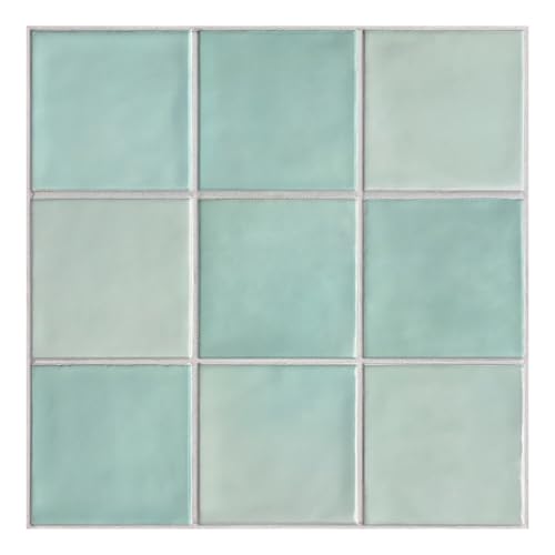 Commomy Matte 3D Peel and Stick Tile 10 Pcs 11.8"x11.8",Light Teal Green - color: Light Teal Green