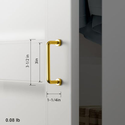 Goo-Ki 6 Pack 3" Center to Center Rich Gold Modern Cabinet Pulls Solid Contemporary Home Improvement Hardware Drawer Pulls Polished Zinc Alloy Kitchen Handles - color: Rich Gold, size: 3'' Center to Center