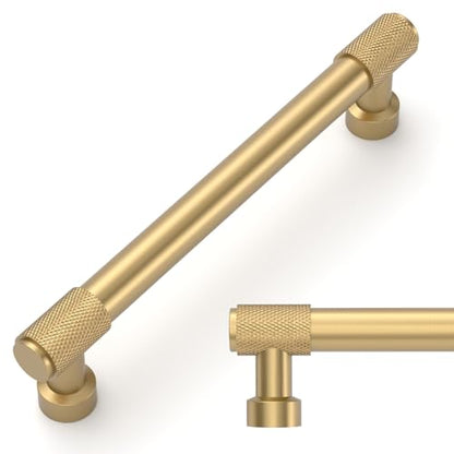 Amerdeco 10 Pack Champagne Bronze Knurled Cabinet Pulls 6.3 Inch(160mm) Hole Center Kitchen Cabinet Handles Drawer Pulls Cabinet Hardware ZH034 - color: Champagne Bronze, size: 6.25"/160mm Hole Center