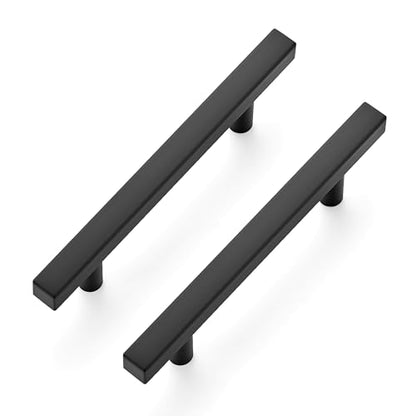 Matte Black Cabinet Handles Drawer Pulls 3.75 Inch CC 25 Pack - color: Matte Black Square T-Shaped, size: 3-3/4" Hole Center