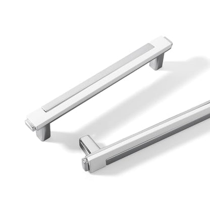 10 Pack White Silver Cabinet Pulls & Handles, 7.55 in Hole Center - color: White Silver, size: 8.5in/218mm