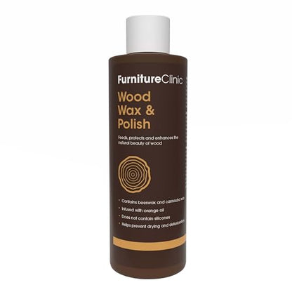Furniture Clinic Wood Wax Polish, Clean & Protect Treated & Untreated Wood - size: 8.5oz / 250ml