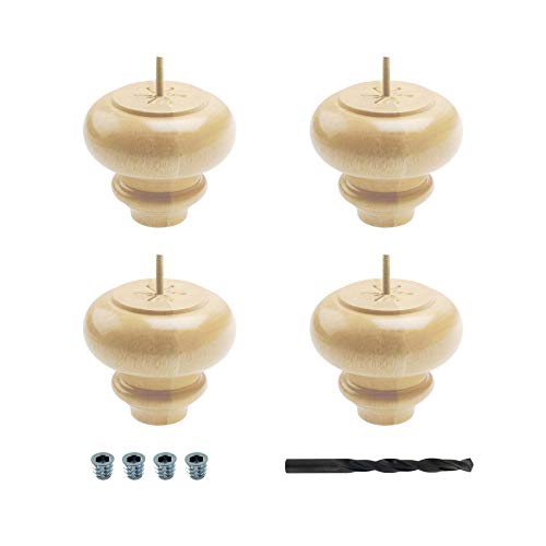 Designer's Edge Millwork Architectural Products by Outwater BUN88-UN 5-1/8 in. x 6 in. Unfinished Solid Hardwood Round Sofa Leg 4 Pack with 4 Free Insert Nuts and Drill Bit