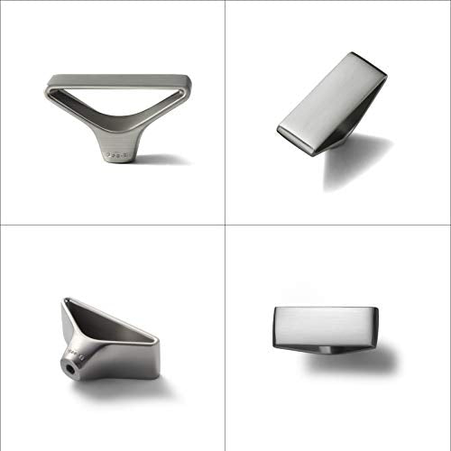 Goo-Ki 6 Pack Brushed Nickel Elegant Matte Modern Triangular Cabinet Knobs with Open Center Design Satin Zinc Alloy Drawer Hardware - color: Brushed Nickel