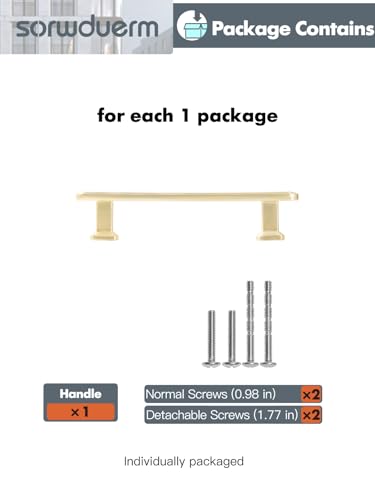 SORWDUREM 5 Pack 3.78 Inch(96mm) Brushed Gold Cabinet Pulls Drawer Pulls Kitchen Hardware Cupboard Kitchen Hardware Cabinet Handles - color: Brushed Gold, size: 3.78"(96mm) Hole Center