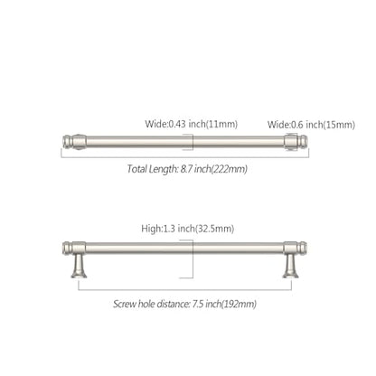 Asidrama 10 Pack 7.5 Inch Brushed Satin Nickel Kitchen Cabinet Handles - color: Brushed Satin Nickel, size: 7.5" Hole Center(192mm)