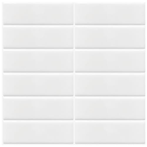 Peel and Stick Tile, New Upgrade Thicker Design Self Adhesive 12" x 12" Large Premium Finger Tiles for Kitchen,Bathroom, Living Room, RV Etc (10-Sheet,White). - color: White
