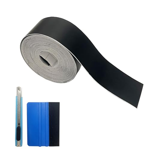Matte Black Vinyl Tape for Black Out Chrome Delete Window Trim, Matte Black Vinyl Wrap Roll, Self-Adhesive Car Chrome Door Trim Delete Tape DIY Film with Tool Kit (1 inches x 30 feet) - size: 1 inches x 30 feet