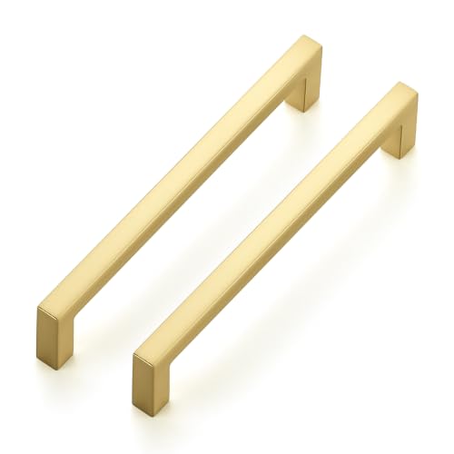 Ravinte Brushed Gold Cabinet Handles Solid Cabinet Pulls, 5 Inch CC, 5 Pack - color: Brushed Gold, size: Flat Black 5" Hole Center