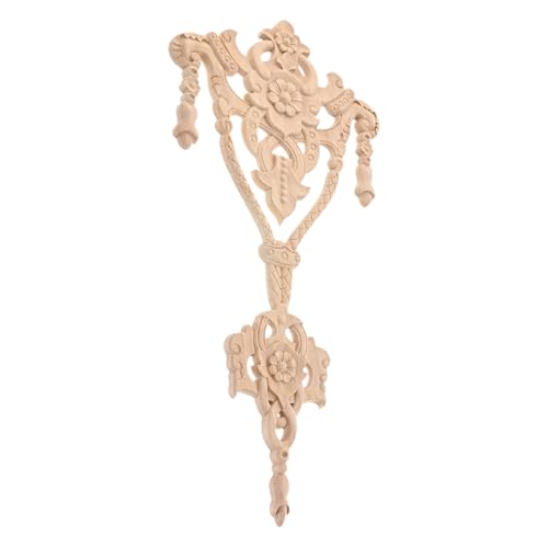 1Pc Wood Carved Onlays Center Wooden Appliques Furniture DIY 14.96"x7.48" - size: 38x19cm/14.96"x7.48"