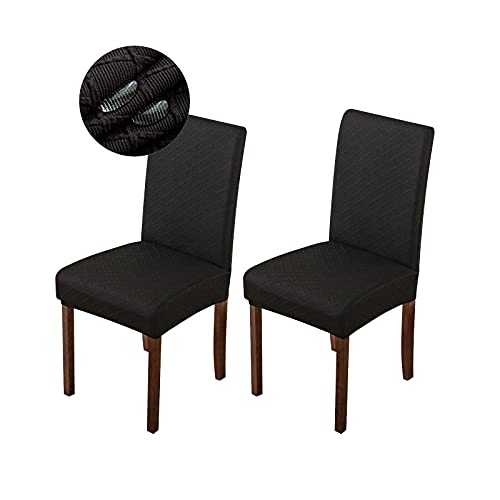 Genina Waterproof Chair Covers for Dining Room Dining Chair Covers Kitchen Parsons Chair Covers (Black, 2 PCS) - color: Black, size: 2 PCS