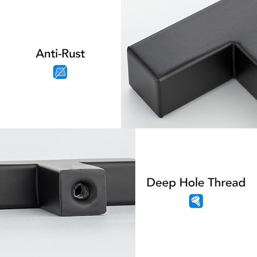 10 Pack Matte Black Cabinet Knobs 2 Inch Black Square Drawer Knobs - color: Black&square