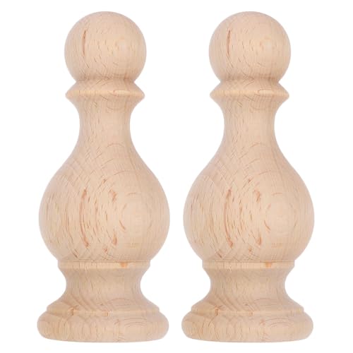 Tofficu 2 Pack Unfinished Wood Finials Decorative Wooden Post Caps for Bed Posts Staircase Handrails Fence Columns Curtain Rods Hand-Carved Roman Style Home Decor - size: Size:3.54X1.57X1.57in