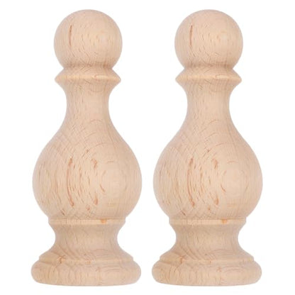 Tofficu 2 Pack Unfinished Wood Finials Decorative Wooden Post Caps for Bed Posts Staircase Handrails Fence Columns Curtain Rods Hand-Carved Roman Style Home Decor - size: Size:3.54X1.57X1.57in