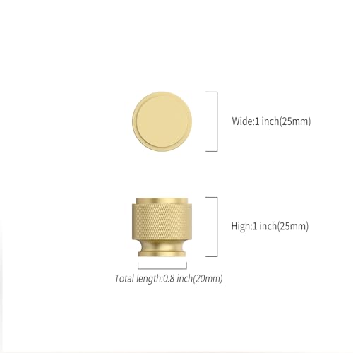 Brushed Gold Cabinet Knobs Round Drawer Pulls 10 Pack - color: Brushed Gold, size: Knob